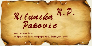 Milunika Papović vizit kartica